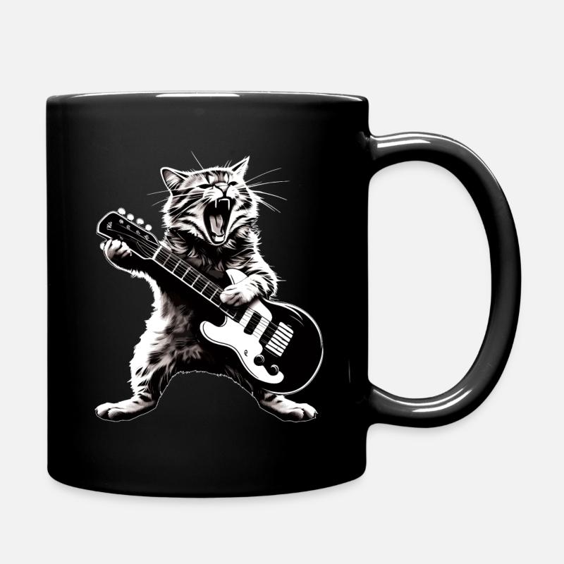 Lustige Katze, die Gitarre spielt, Instrumente Awesome - Tasse einfarbig - Schwarz