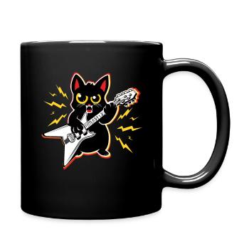 Heavy MEtal Katze Spielt Gitarre Instrumente Rock Niedlich - Tasse einfarbig - Schwarz - Rechts
