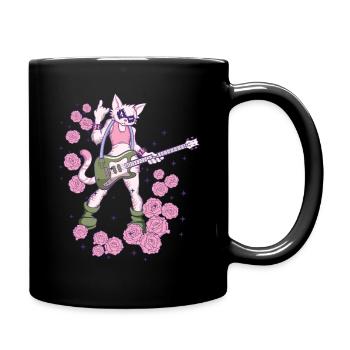 Musikerin Cat spielt Gitarre Instrumente Rock Metal - Tasse einfarbig - Schwarz - Rechts