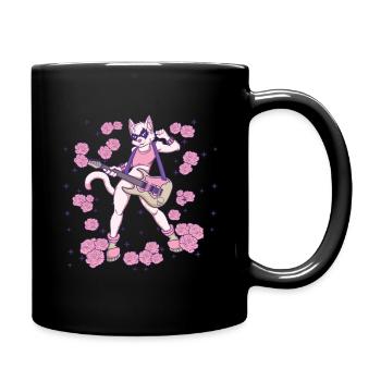 Goth Cat spielt Gitarre Instrumente Rock Metal - Tasse einfarbig - Schwarz - Rechts