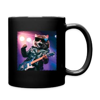 Lustige Katze Spielt Gitarreninstrumente Niedliches Konzert - Tasse einfarbig - Schwarz - Rechts