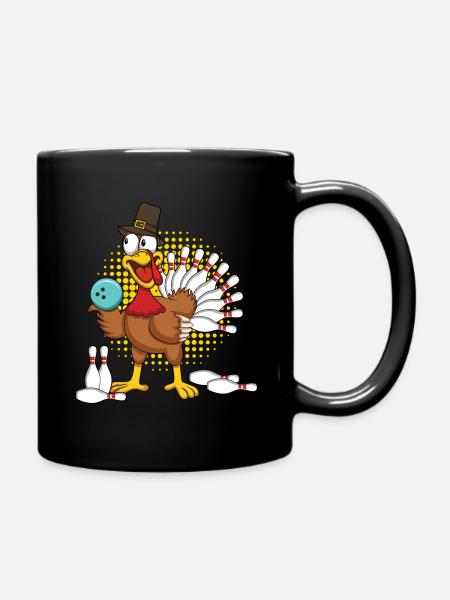 Cooles Truthahn-Thanksgiving-Truthahn-Bowling - Tasse einfarbig - Schwarz