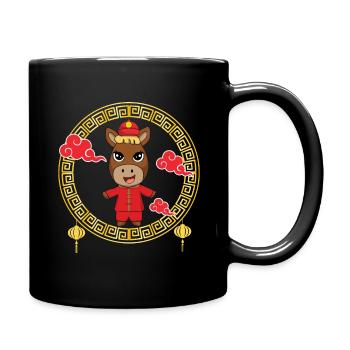 Lustiges chinesisches Neujahrsfest des Pferdes Chinesisches Sternzeichen - Tasse einfarbig - Schwarz - Rechts