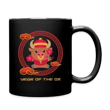 Year Of Ox Cute Chinese Kawaii Chinese New Year - Full Colour Mug - black - Right