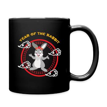 Year Of Rabbit Cute Kawaii Chinese New Year - Full Colour Mug - black - Right