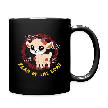 Year Of Goat Cute Zodiac Kawaii New Year - Full Colour Mug - black - Right