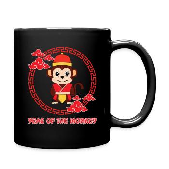 Jahr des Affen Niedliches Sternzeichen Kawaii Neujahr - Tasse einfarbig - Schwarz - Rechts