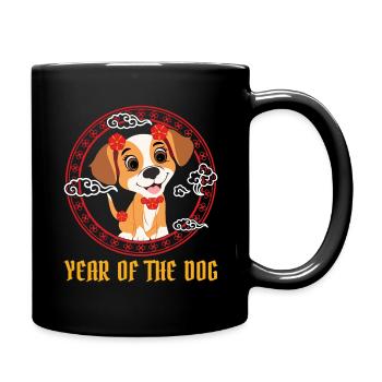 Year Of The Dog Cute Kawaii Chinese New Year - Full Colour Mug - black - Right