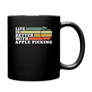 Life Is Better With Apple Picking Retro Vintage - Full Colour Mug - black - Right