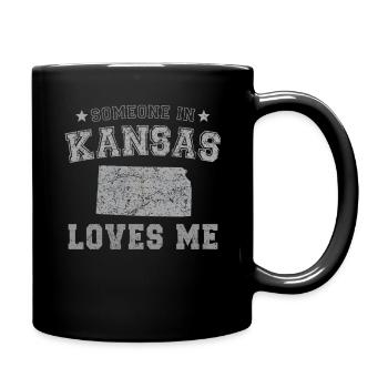 Someone In Kansas Loves Me Grunge - Full Colour Mug - black - Right