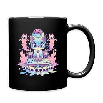 Niedliche Katze Ouija Kawaii Okkult Satanisch Pastell Gothic - Tasse einfarbig - Schwarz - Rechts