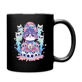Katze Ouija Kawaii Okkult Satanisch Pastell Gothic - Tasse einfarbig - Schwarz - Rechts