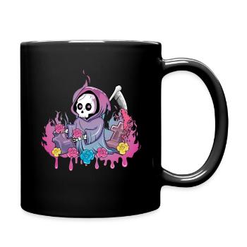 Grim Skelett Kawaii Okkult Satanisch Pastell Gothic - Tasse einfarbig - Schwarz - Rechts