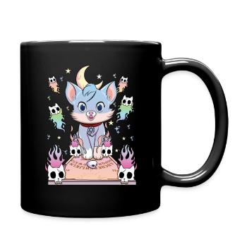 Ouija Katze Kawaii Okkult Satanisch Pastell Gothic - Tasse einfarbig - Schwarz - Rechts