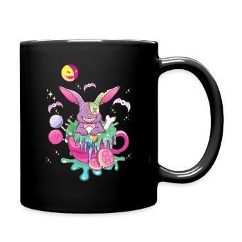 Gruseliger Kaninchenmann Kawaii Okkultes Satanisches Pastell - Tasse einfarbig - Schwarz - Rechts