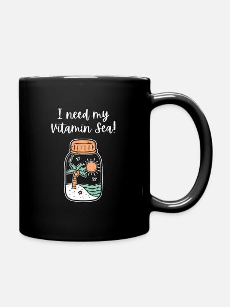 I Need My Vitamin Sea Beach In Bottle Funny - Full Colour Mug - black