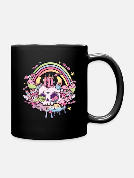Totenkopf Kawaii Okkult Satanisch Pastell Gothic - Tasse einfarbig - Schwarz