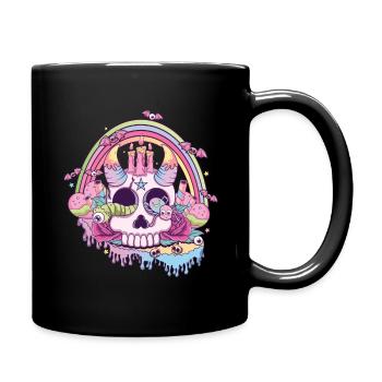 Regenbogen Totenkopf Kawaii Okkult Satanisch Pastell Gothic - Tasse einfarbig - Schwarz - Rechts