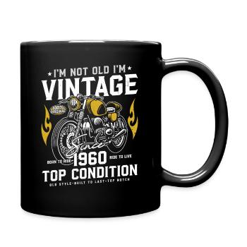 1960 Jahrgang Geburtstag Vintage Retro Motorrad - Tasse einfarbig - Schwarz - Rechts