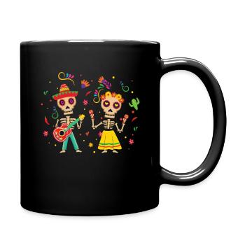 Tanzendes Skelett Muertos Tag Des Toten Party - Tasse einfarbig - Schwarz - Rechts