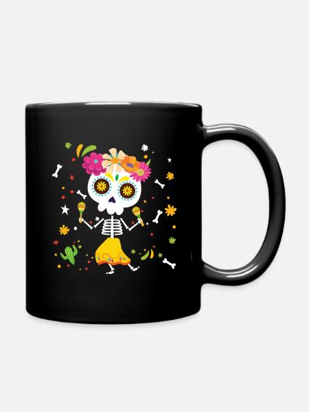 La Catrina Muertos Tag der Toten Halloween - Tasse einfarbig - Schwarz