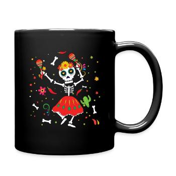 Tanzendes Skelett Muertos Tag der Toten Halloween - Tasse einfarbig - Schwarz - Rechts