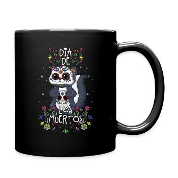 Süße Kawaii Blumen Muertos Tag Des Toten Halloween - Tasse einfarbig - Schwarz - Rechts
