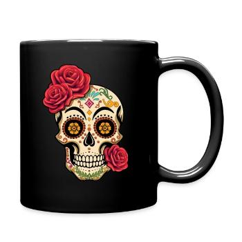 Rose Skelett Muertos Tag Des Toten Halloween - Tasse einfarbig - Schwarz - Rechts