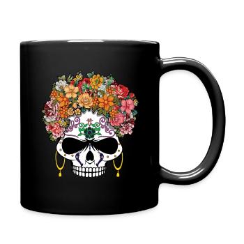 Gruseliges Skelett Muertos Tag der Toten Halloween - Tasse einfarbig - Schwarz - Rechts