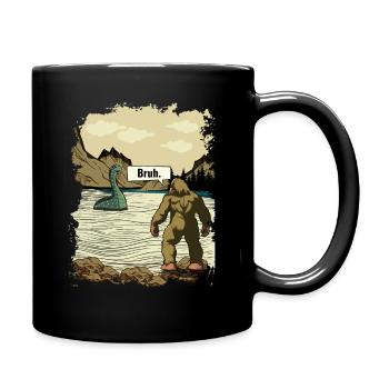 Bigfoot und Nessie Loch Ness Cryptid - Tasse einfarbig - Schwarz - Rechts