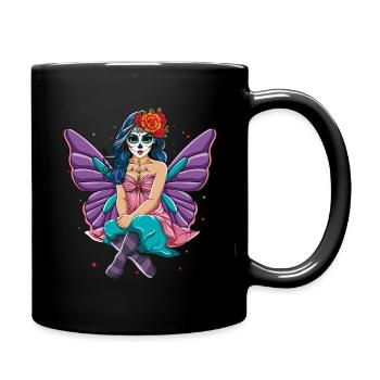 Fairy Muertos Tag der Toten Halloween - Tasse einfarbig - Schwarz - Rechts