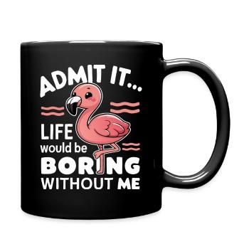 Flamingo Tier Rosa - Tasse einfarbig - Schwarz - Rechts