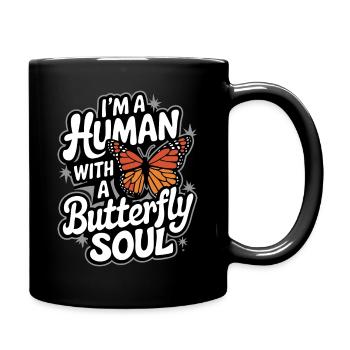 Schmetterling Monarchfalter Bunt Schmetterlinge - Tasse einfarbig - Schwarz - Rechts