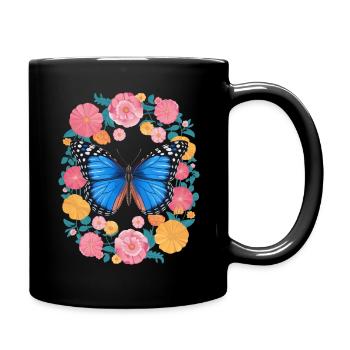Schmetterling Monarchfalter Bunt Schmetterlinge - Tasse einfarbig - Schwarz - Rechts