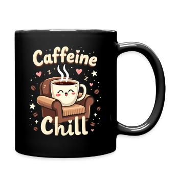 Fun "Caffeine & Chill" for coffee lovers - Full Colour Mug - black - Right