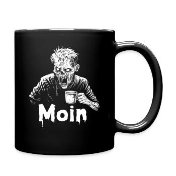 Zombie with coffee cup and "Moin" - Full Colour Mug - black - Right