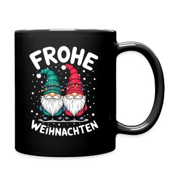 Gnom Frohe Weihnachten Wichtel niedlich Zwerg - Tasse einfarbig - Schwarz - Rechts