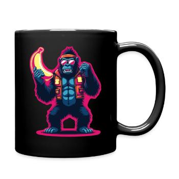 Gorille dans le style action des années 80 - Mug uni - noir - Droite