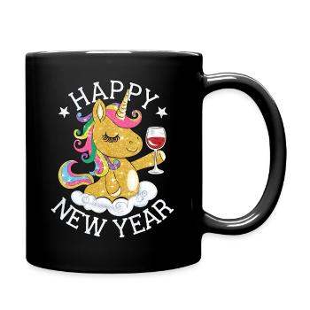 New Year's Eve Unicorn Glitter New Year Happy New Year - Full Colour Mug - black - Right