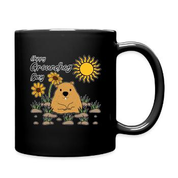 Happy Groundhog Day Sunny Flower Friend - Full Colour Mug - black - Right