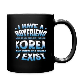 K-Pop: Mein Freund Wohnt In Korea - Tasse einfarbig - Schwarz - Rechts