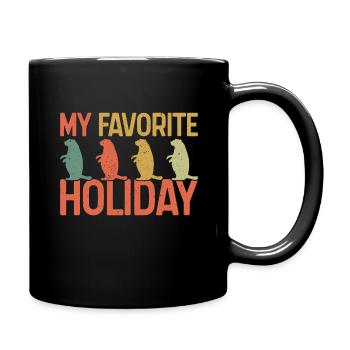 Ma silhouette préférée de marmottes des Fêtes - Mug uni - noir - Droite