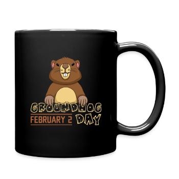 Groundhog Day February 2 Cute Groundhog - Full Colour Mug - black - Right