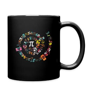 Colorful Pi Day Spiral with Numbers 3.14159 - Full Colour Mug - black - Right