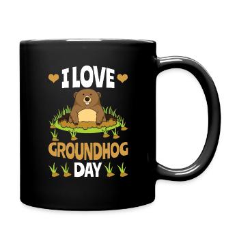 Ich Liebe Groundhog Day Niedlicher Murmeltier Spaß - Tasse einfarbig - Schwarz - Rechts