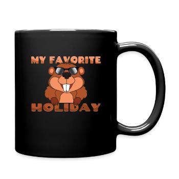 Mein Lieblingsurlaub Mit Coolen Murmeltier - Tasse einfarbig - Schwarz - Rechts