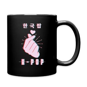 K-Pop Liebeszeichen Mit Herz Und Hand - Tasse einfarbig - Schwarz - Rechts