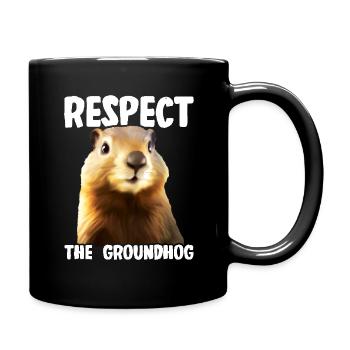 Respect the Groundhog – Humorous Memory - Full Colour Mug - black - Right