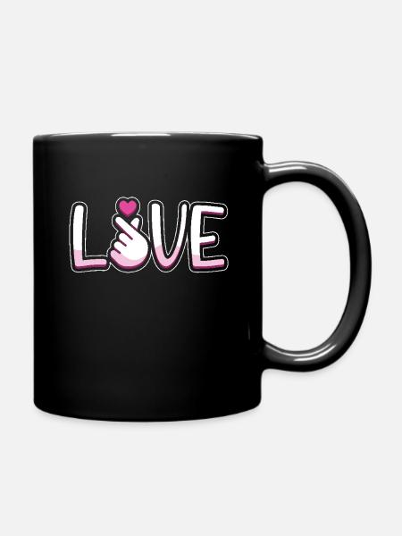 Amour main coeur signe oeuvre - Mug uni - noir