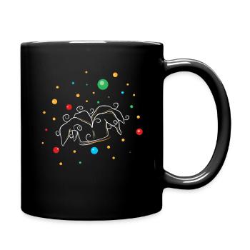 Karneval Bunte Narrenmütze Mit Konfetti - Tasse einfarbig - Schwarz - Rechts